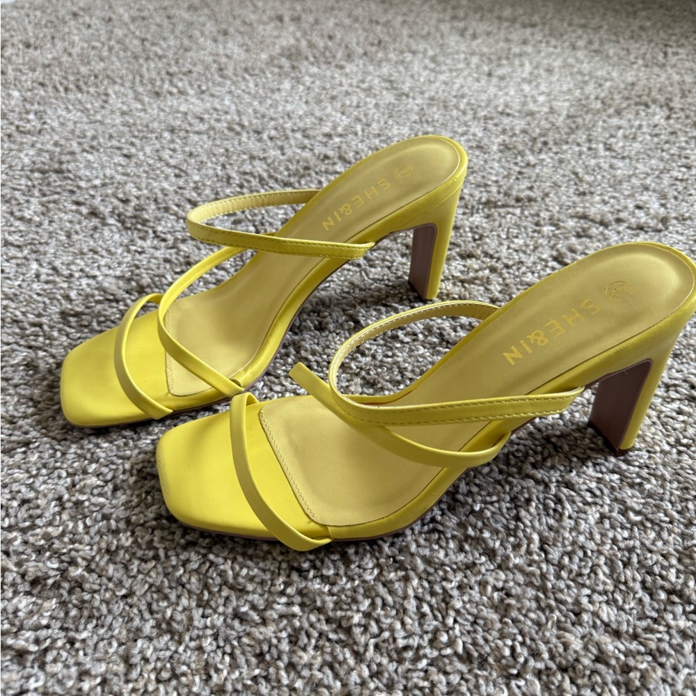 SHEIN Bright Yellow Strappy Heels